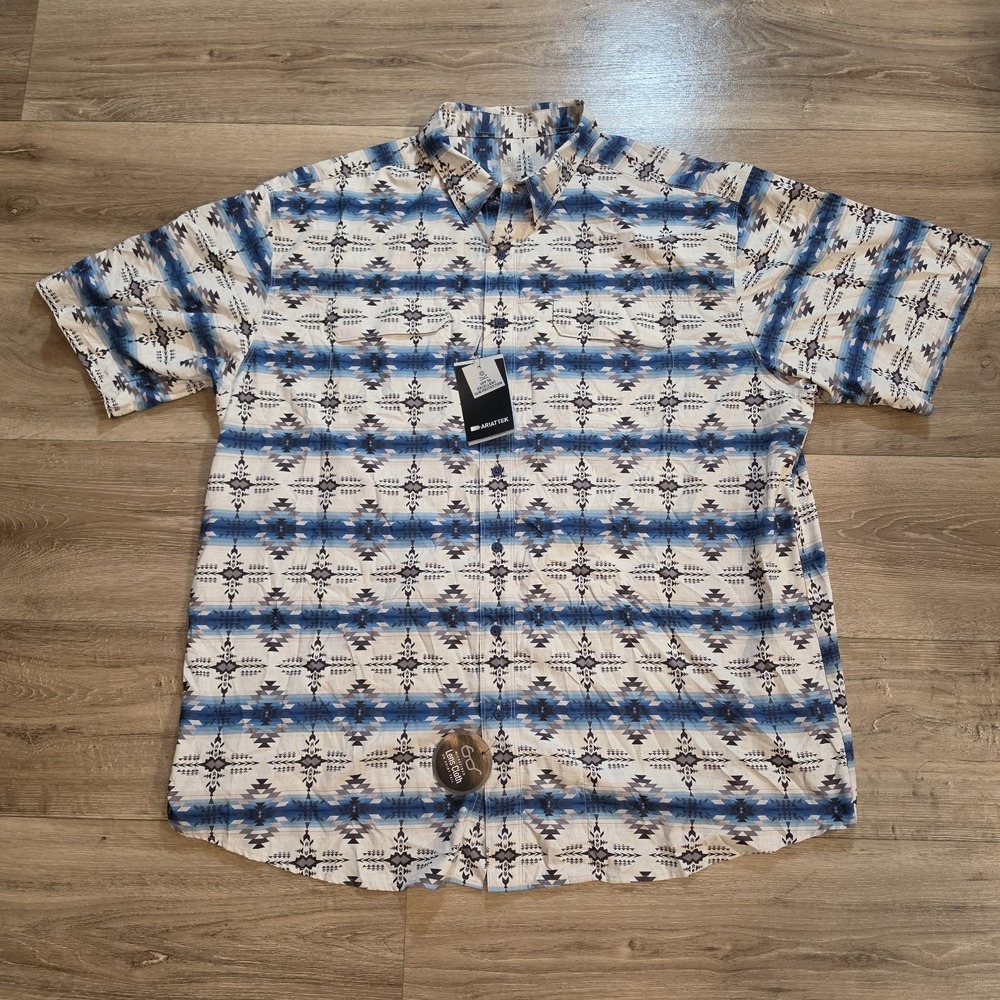 NWT Ariat Southwestern Venttek Outbound Mens XXL Short Sleeve Button Down Shirt